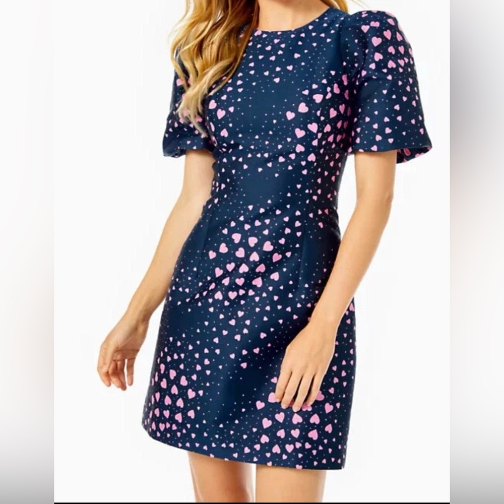 Lilly Pulitzer Navy and Pink Heart Dress